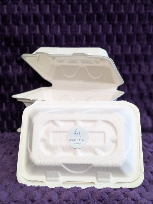Karmic Clamshells – Compostable Sugarcane Takeout Containers 9" x 6" x 3"