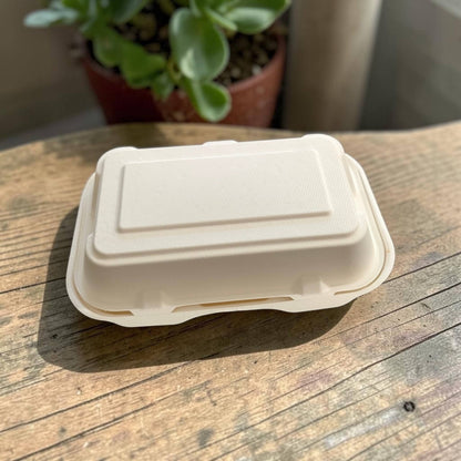 Karmic Clamshells - Bagasse Takeout Containers 9" x 6" x 3"